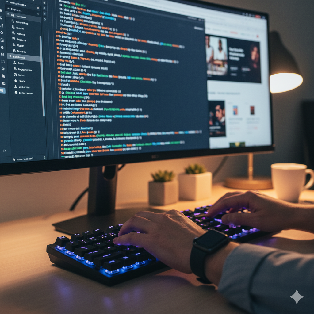 Persona escribiendo código